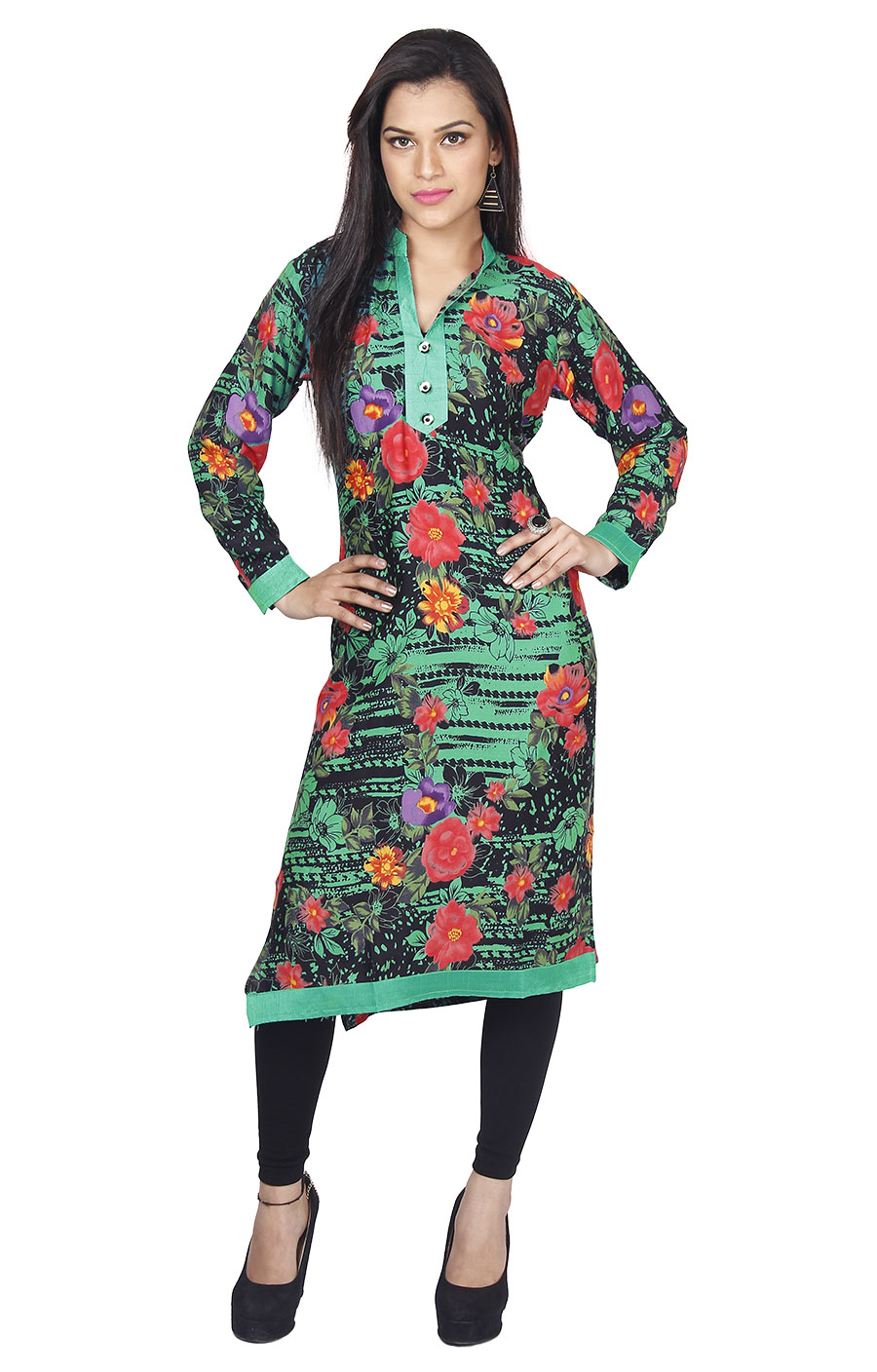 Green Handloom Cotton Readymade Salwar Suit