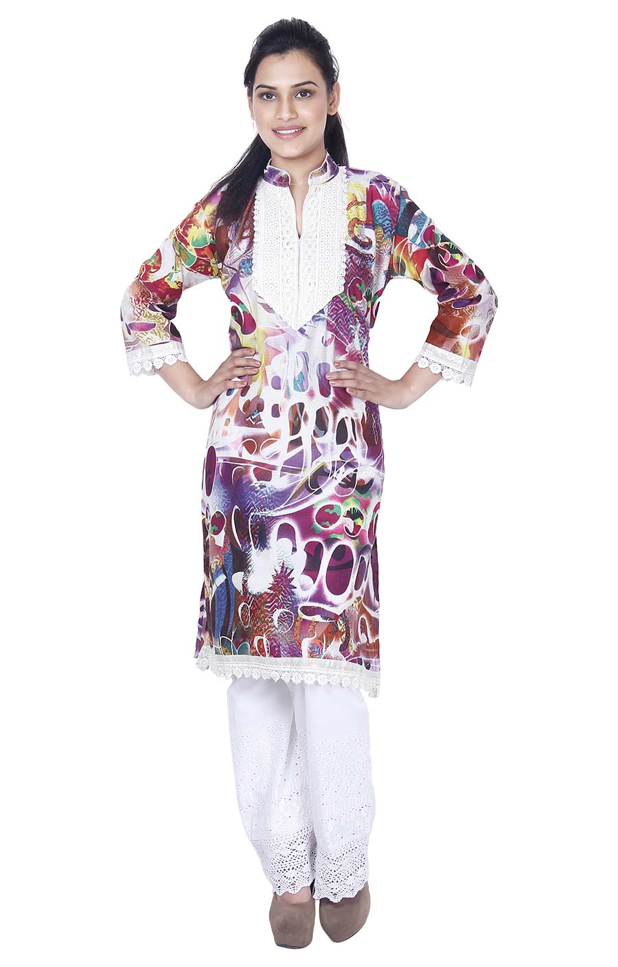 Pink Handloom Cotton Readymade Salwar Kurta
